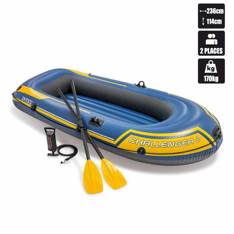BATEAU GONFLABLE INTEX CHALLENGER 2 + 2 RAMES + GONFLEUR 2 BATEAU GONFLABLE INTEX CHALLENGER 2 + 2 RAMES + GONFLEUR – Image 2