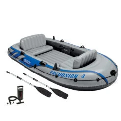 BATEAU GONFLABLE INTEX EXCURSION 4 + 2 AVIRONS + GONFLEUR -Minn Kota Soldes Magasin bateau gonflable intex excursion 4 2 avirons gonfleur 2