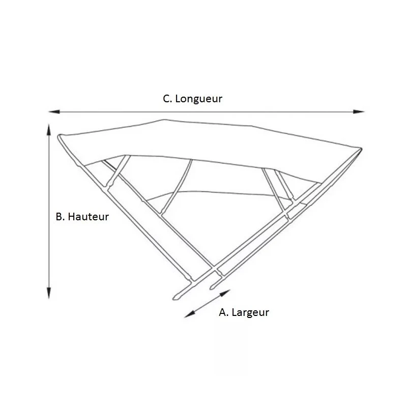BIMINI ALU BROSSÉ 2 ARCEAUX BLEU ORANGEMARINE 150 (largeur) X 110 (hauteur) X 180 (longueur) Cm - BLEU 3 BIMINI ALU BROSSÉ 2 ARCEAUX BLEU ORANGEMARINE 150 (largeur) X 110 (hauteur) X 180 (longueur) Cm - BLEU – Image 3